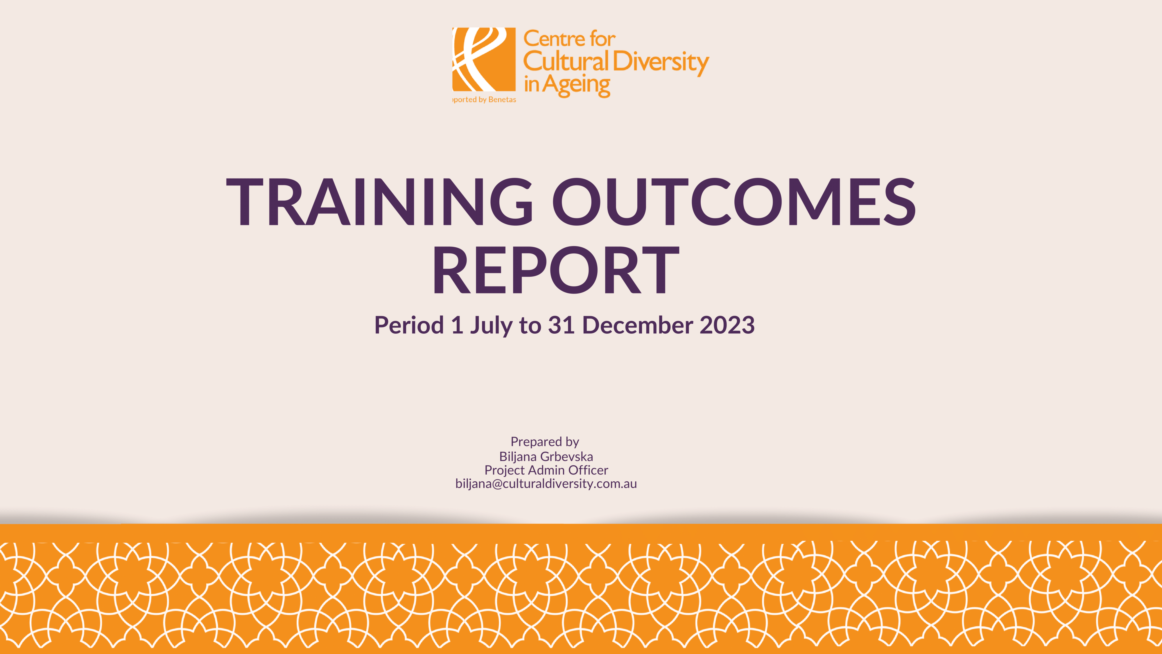 Training outcomes report 01